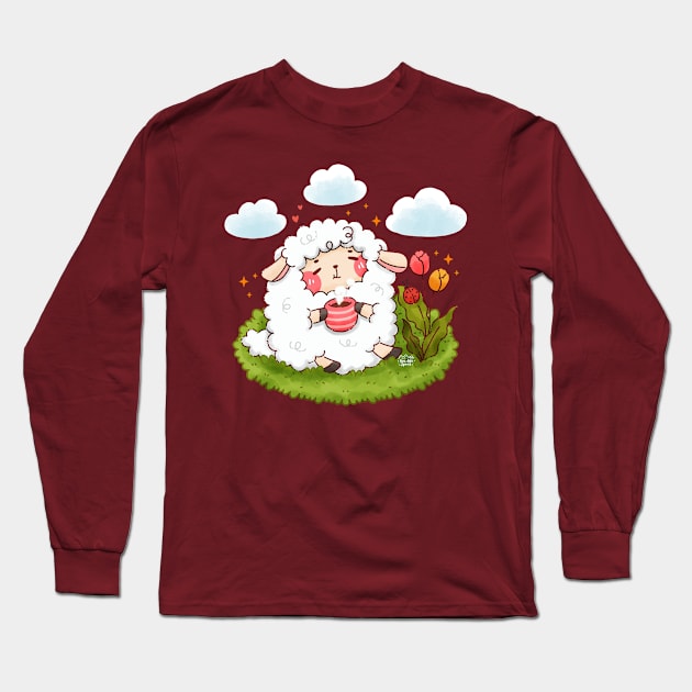 Cute Sheep Enjoys the Day Long Sleeve T-Shirt by Nas.ArtSpace